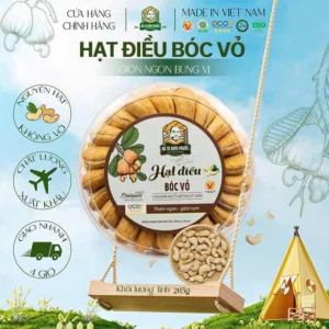 Hạt Điều Bóc Vỏ (Nguyên Vị) Bà Tư Bình Phước 205g – Giòn Rụm Béo Ngậy Tự Nhiên, Rang Củi Thủ Công Chính Gốc