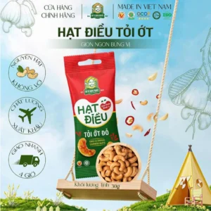 Hạt Điều Tỏi Ớt Bà Tư Bình Phước 30g – Cay Nồng Đậm Đà, Giòn Rụm Từng Hạt – Gói Nhỏ Bỏ Túi Siêu Tiện