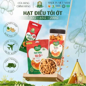 Hạt Điều Tỏi Ớt Bà Tư Bình Phước – Cay Nồng Trọn Vị, Giòn Rụm Từng Hạt (200g | 65g | 30g)